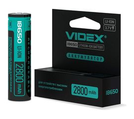Аккумулятор Videx 18650 2800mAh 1pcs/box с защитой VID-18650-2.8-WP 