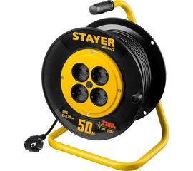 Удлинитель на катушке STAYER "MS 207", 50 м, 2200 Вт, 4 гнезда, ПВС, 55073-50 