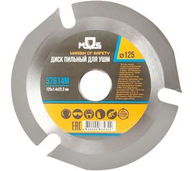 Диск пильный по дереву (125х22.2 мм; 3 зуба с карбидными вставками) MOS 37614М 