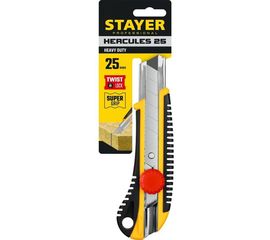 Нож с винтовым фиксатором Stayer HERCULES-25 сегментированные лезвия 25 мм 09141_z01 