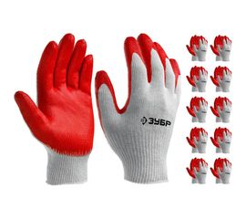 Трикотажные перчатки Зубр МAСTEP 13 класс, х/б, обливная ладонь из латекса, L-XL, 10 пар 11458-K10 