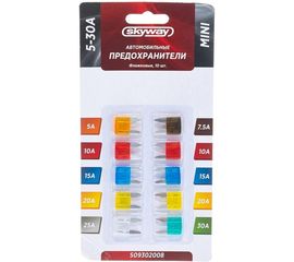 Предохранитель SKYWAY MINI, флажковый, 10 шт., 5-30А, блистер S09302008 