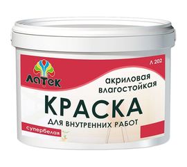 Акриловая влагостойкая краска Латек супербелая 3 кг Л202 LAP005 