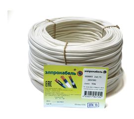 Провод ЭлПроКабель гибкий плоский ШВВП 2х0,75 50м ГОСТ 4630017847532 