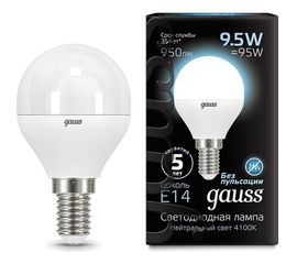 Лампа Gauss LED Шар E14 9.5W 950lm 4100K 105101210 