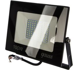 Светодиодный прожектор LED 100W IP65 6500К черный Gauss 613100100 