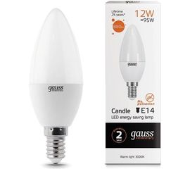 Лампа Gauss LED Elementary Свеча 12W 880lm E14 3000K 33112 