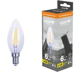 Светодиодная лампа ECON LED CN 6Вт E14 2700K B35 FIL 926011 
