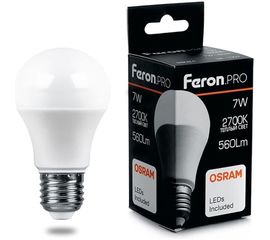 Светодиодная лампа FERON PRO LB-1007 шар E27 7W 2700K OSRAM LED 38023 