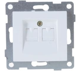 Механизм компьютерной розетки GUSI ELECTRIC Bravo RJ45, двойной, СУ, белый С10К2-001 