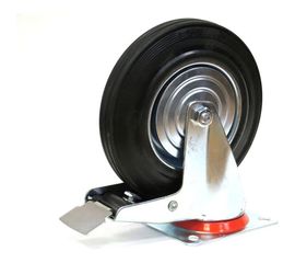 Колесо большегрузное обрезиненное поворотное с тормозом (200х50 мм; г/п 200 кг) EURO-LIFT 00-00001257 