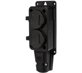 Штепсельная двухместная розетка REXANT влагозащищенная, с/з, 16 А, IP54 каучук 111-112 