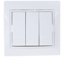Тройной выключатель LEZARD MIRA белый с белой вставкой 701-0202-109 