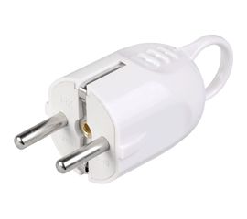 Разборная угловая вилка IEK ВПу12-01-Ст, с заземляющим контактом, с кольцом, 16А, белая EVP12-16-01-K01 