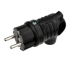 Угловая влагозащищенная вилка REXANT с кольцом, с/з, 16 А, IP44 каучук 111-002 