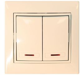 Двухклавишный выключатель Jilion с подсветкой бежевый 9533145 