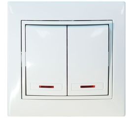 Двухклавишный выключатель Jilion с подсветкой белый 9533144 