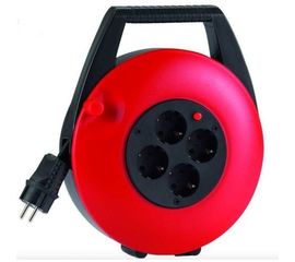 Удлинитель на катушке HEDI H05VV-F 15 метров 4 розетки IP20 3Х1,5 красный KBR15T 