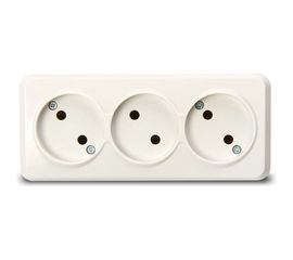 Розетка Smartbuy 3-местная 10А без заземления белая Юпитер SBE-03w-10-S3-N 