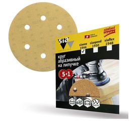 Шлифовальный круг на липучке sia Abrasives siaone 1944, упак 5+1 6 отв., so6-150-6-500 