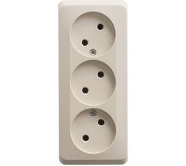Тройная розетка Schneider Electric ЭТЮД, O/У без заземления, без шторок, 16А 250B кремовый PA16-009K 