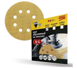 Шлифовальный круг на липучке sia Abrasives siaone 1944, упак 5+1 8 отв., so6-125-8-500 