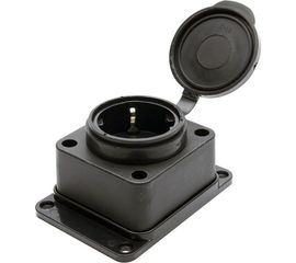 Настенная одноместная розетка STEKKER с зазем, каучук 230В, 16А, IP44, черная RST16-31-44 NEW 39018 