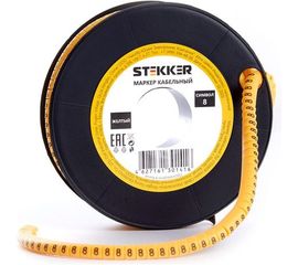 Кабель-маркер STEKKER 8 для провода сеч.2,5мм, желтый, CBMR25-8 39105 