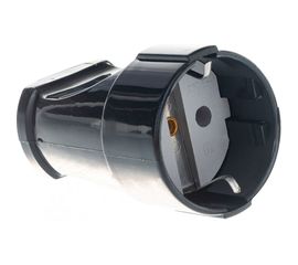 Переносная одноместная розетка STEKKER с заземляющим контактом, пластик 250В, 16А, IP20, черная 32854 