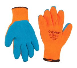 Утепленные, акриловые перчатки с рельефным латексным покрытием Зубр ЭКСПЕРТ 10 класс, сигнальный цвет, р.L-XL 11465-XL 