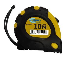 Рулетка 10мх25мм с 3 фиксаторами, в обрезиненном корпусе GRIFF d135018 