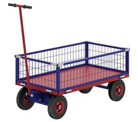 Тележка платформенная, усиленная, с поворотной осью RUSKLAD ТПОБ 2 С (600x900x300) с пневматическими колёсами 
