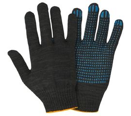 Перчатки Fort х/б с ПВХ, 10 класс, 4 нити, 40г, черные 501442070 