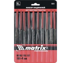 Набор надфилей 160х4мм, 10шт, обрезиненные рукоятки MATRIX 15818 