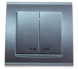 Выключатель UNIVersal Бриллиант 2 клавиши, с подсветкой, серебро 7949667 