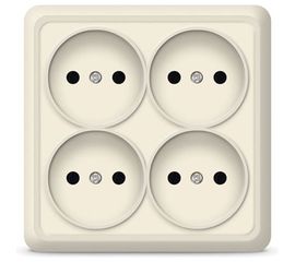 Розетка UNIVersal Олимп 4-ая б/з слоновая кость ivory квадрат 1170 