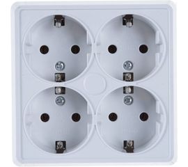 Розетка UNIVersal Олимп 4-ая с/з белая, квадрат 1165 