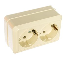 Двойная розетка с заземлением, бежевая UNIVersal Олимп Б-О0128 