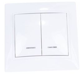 Двухклавишный выключатель с подсветкой, белый UNIVersal Севиль С0123 