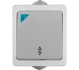 Проходной выключатель с подсветкой, 1 клавиша UNIVersal Аллегро IP54, серый 1277 