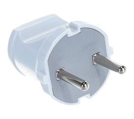 Вилка б/з, белая 6А 250В UNIVersal A113 