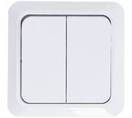Двухклавишный выключатель, белый UNIVersal Олимп О0023 