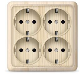 Розетка UNIVersal Олимп 4-ая с/з сосна квадрат 1177 