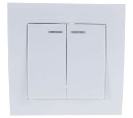 Двухклавишный выключатель с подсветкой, белый UNIVersal Бриллиант 7947410 