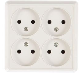 Розетка UNIVersal Олимп 4-ая б/з белая, квадрат 1164 