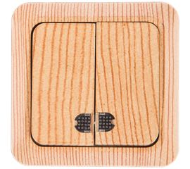 Выключатель UNIVersal Олимп 2 клавиши, с подсветкой, сосна 5560841 