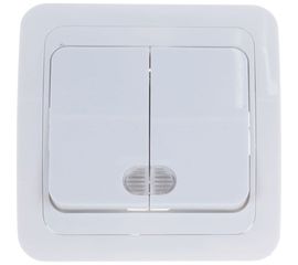 Выключатель UNIVersal Валери 2 клавиши, с подсветкой, белый В0123 