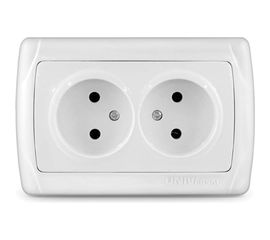 Двухместная розетка UNIVersal Маргарита б/з белая М0102 