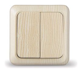 Двухклавишный выключатель UNIVersal Олимп сосна 5560834 