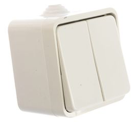 Выключатель UNIVersal Клио 2 клавиши, IP44 белый К2223 